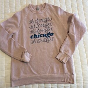 Vibrant Pink and Blue Crewneck Sweater with Retro Style